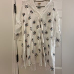 Roberta Roller Rabbit White and Blue Floral Maxi Dress size large